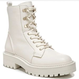 Sam Edelman Womens Lue Leather Combat & Lace-up Boots Gray 8.5M $180